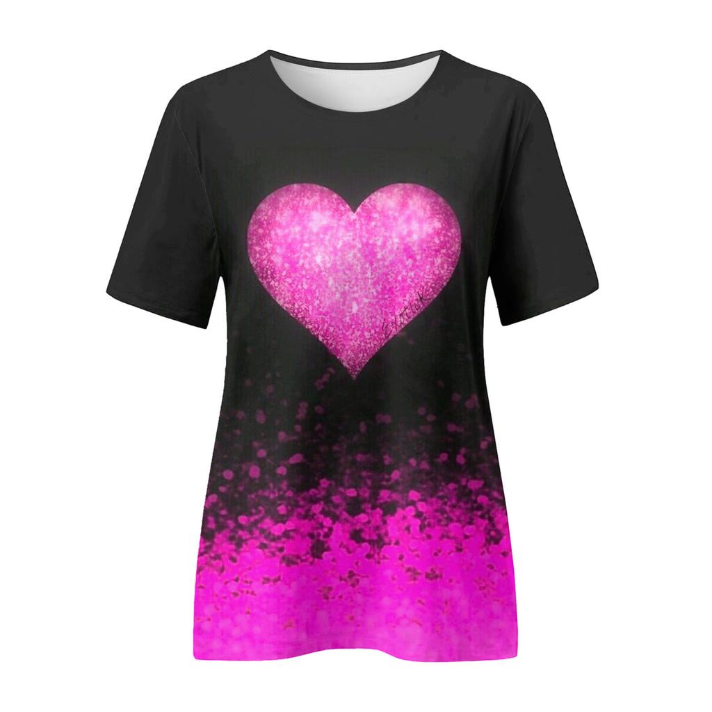Женская футболка Love Pink с цифровым 3D принтом Y2k Elegance Vintage с коротким рукавом Элегантная повседневная удобная полиэстеровая футболка с круглым вырезом