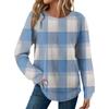Женский повседневный топ свободного кроя с круглым вырезом и длинными рукавами в клетку