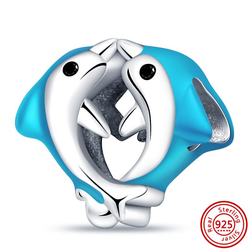 925 Silver Charms Bead Elephant Dolphin Shell Charm Bead Pendant Fits Bracelet Womens Jewelry Gifts