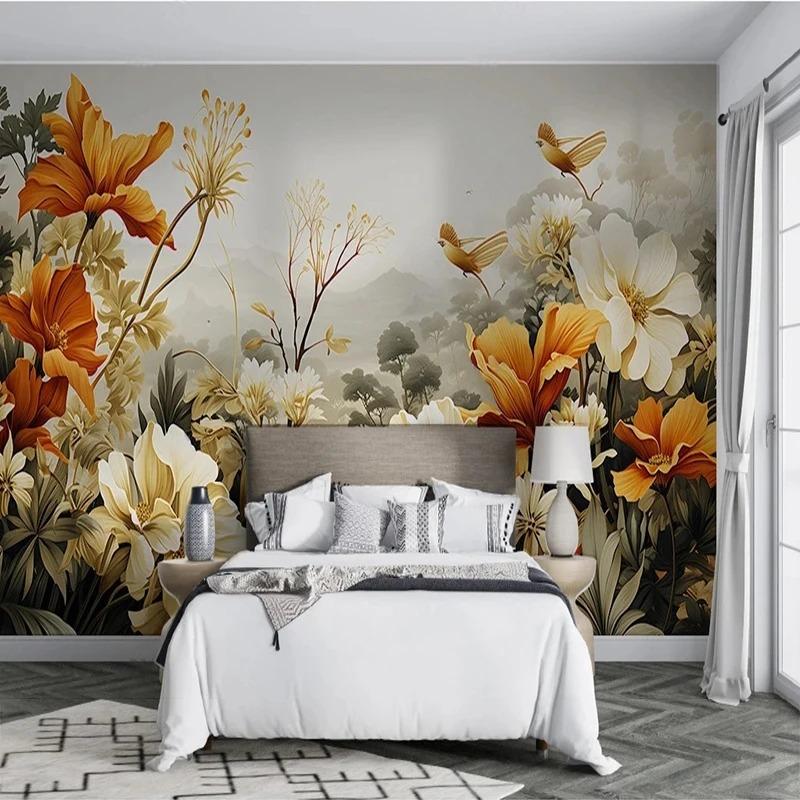 3d ручная роспись тропического леса фреска растение цветок растение пейзаж обои фон комнаты фреска домашний декор