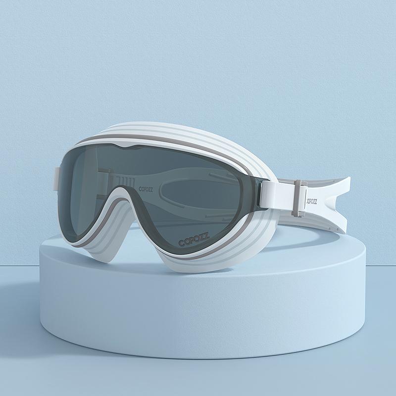 Очки для плавания с большой оправой, трехслойные линзы, водонепроницаемые, нескользящие, противотуманные очки для плавания для взрослых, очки для плавания унисекс