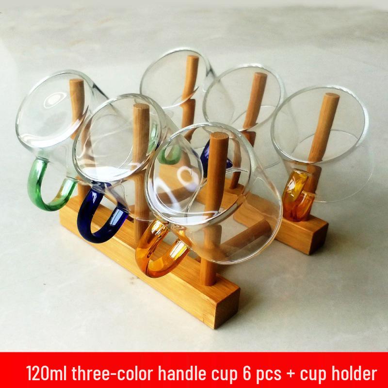 Термостойкая стеклянная чайная чашка с ручкой - Бытовой стиль Гунфу, Прозрачная и утолщенная для индивидуального использования