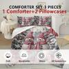 Christmas Snowman Duvet Cover Set with Pink Hats - 3pcs Polyester Bedding Set (1*Duvet Cover + 2*Pillowcases), Soft Comfortable