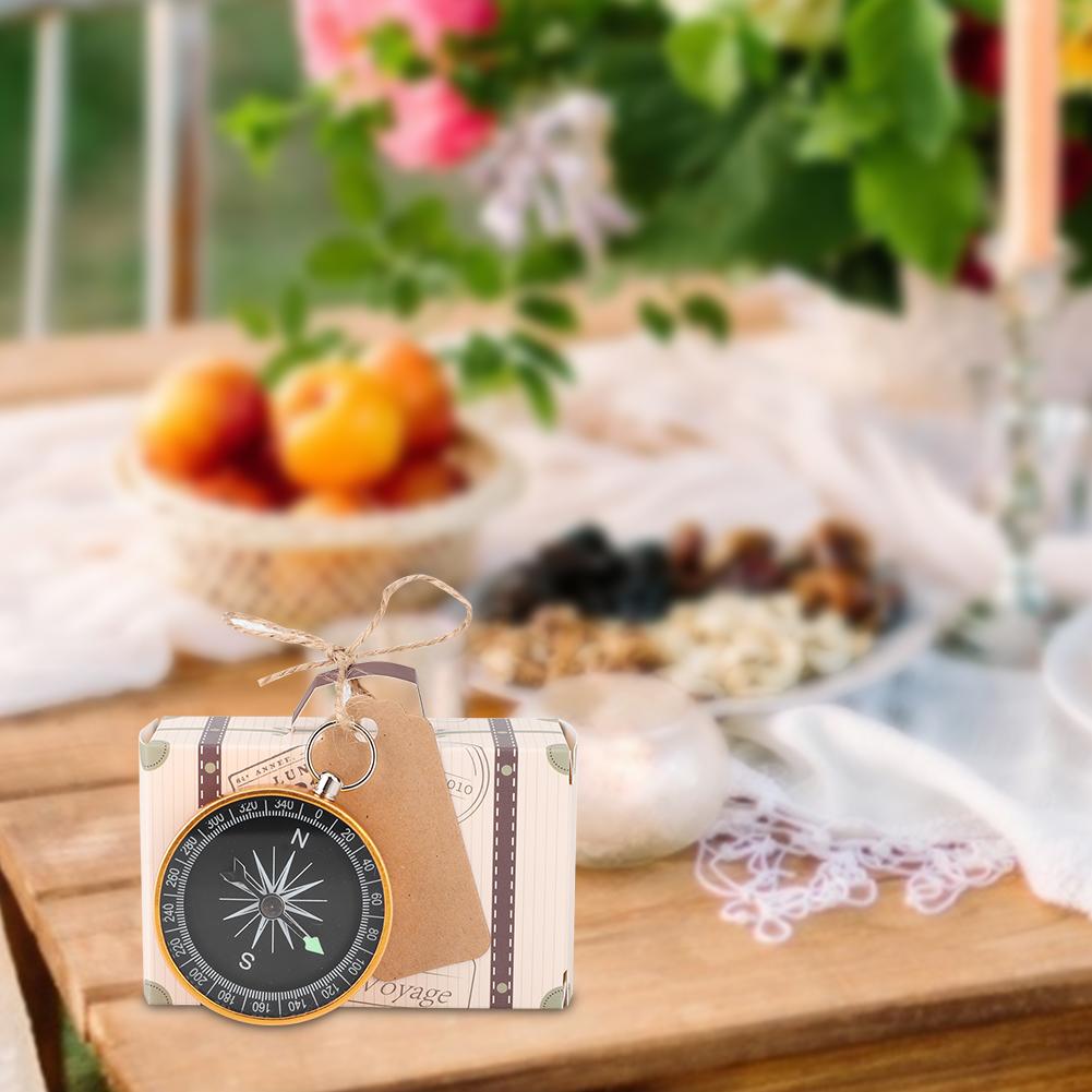 20 шт. свадебных подарочных коробок, конфетных коробок с компасом и бирками из крафт-бумаги для путешествий, свадебных сувениров