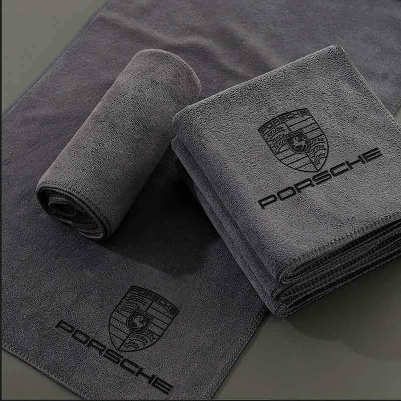 lczcr3 For Porsche Panamera Cayenne Taycan 911 718 Macan Carrera-GT Suede Coral Fleece Car Wash Towel Soft Cleaning Cloth Drying Towel