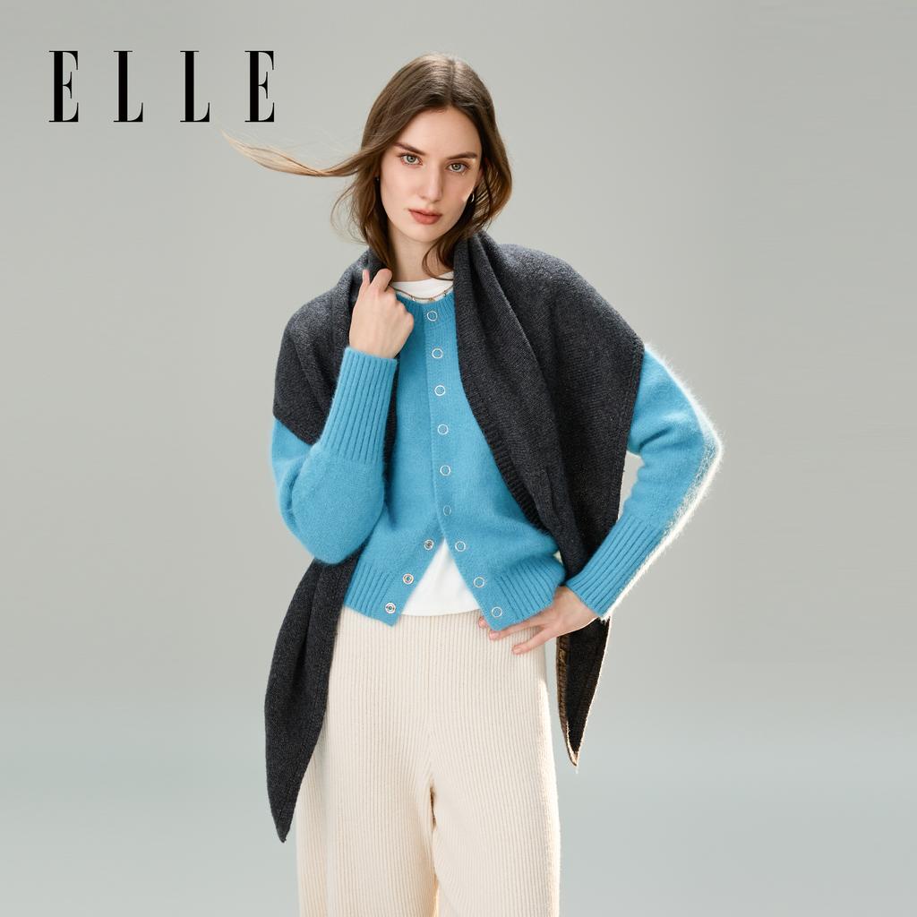 ELLE Wool Knitted Triangular Scarf Shawl