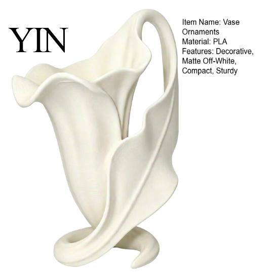 Sophisticated Home Accents 3D Printed Calla Lily Vase Ornament, Elegant Matte Off-White Flower Holder with Stable Spiral Decorative for Eucalyptus