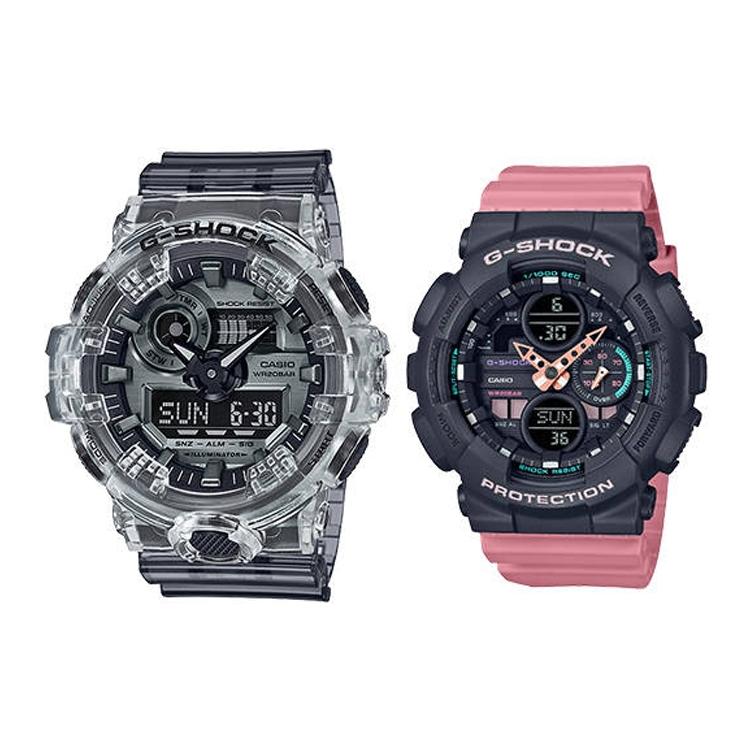 CASIO Unisex Liquid Crystal/Analog Dual Display Series 53.4mm Black Watch GA-700SK-1A GMA-S140-4A