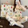Pajamas Women'S Spring And Summer Thin Short-Sleeved Cute Loungewear Loose Three-Piece Set