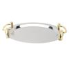 Stainless Steel Platter with Handle Multifunction Portable Metal Serving Tray Dinner Plate for