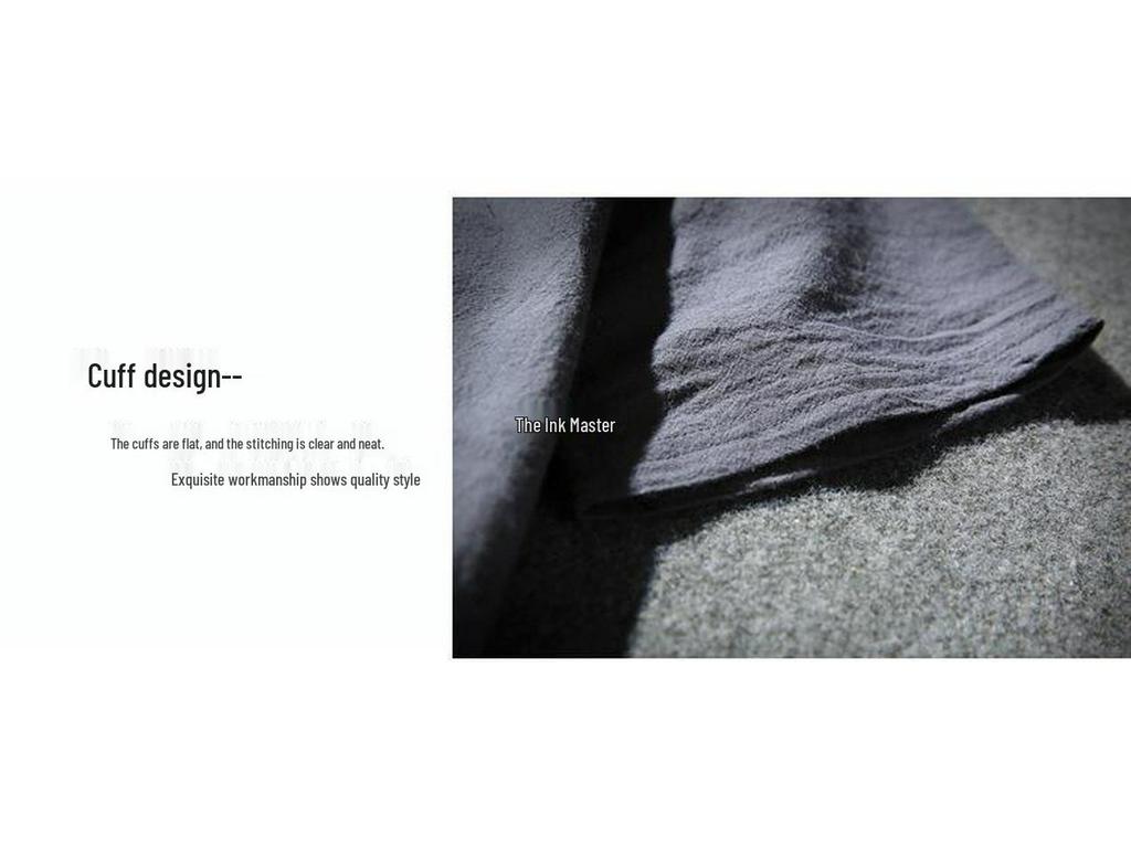 Мужская летняя 2022 года хлопково-льняная футболка с коротким рукавом на двух пуговицах - мягкая и дышащая