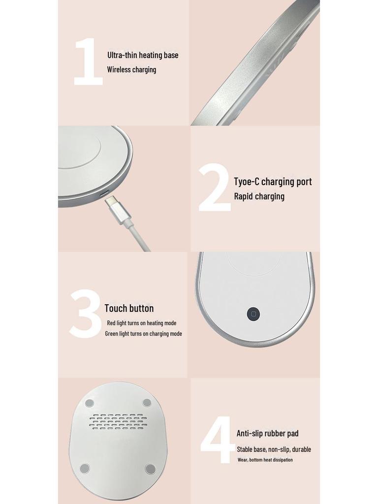 Умный изоляционный коврик с подогревом: Беспроводной керамический подогреватель чашек с быстрым нагревом и постоянным контролем температуры