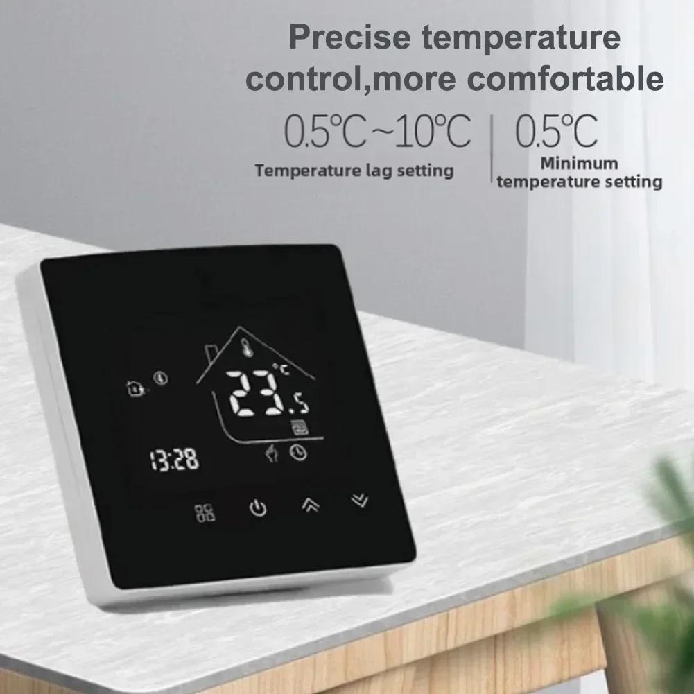 Room Thermostat with Mirror Screen for Electric Floor Heating Programmable 7 Heating Cycles Manual Mode and Safety Features