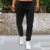 Men Sport Pants Solid Color Ankle-banded Sweatpants Drawstring Elastic Waist Loose Trousers with Reinforced Pocket Stitching for Daily Exercise