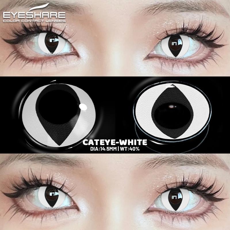 2 шт. контактные линзы на Хэллоуин, цветные контактные линзы для глаз, косплей, черные линзы, белые линзы для кошачьего глаза, красные линзы ежегодно