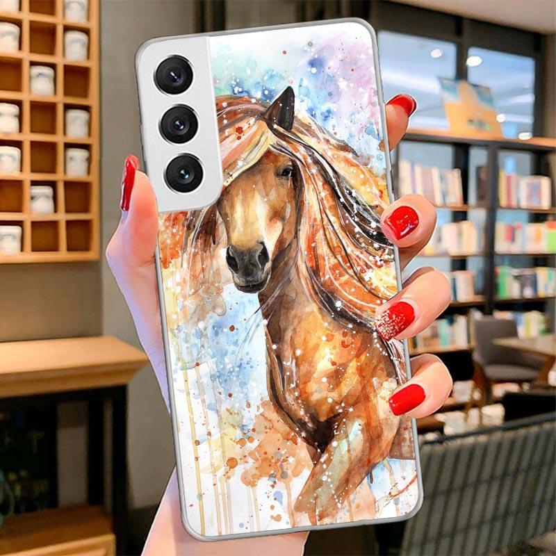 Animal Oil Painting Horse Cover Phone Case For Samsung Galaxy S26 S25 Edge S24 Ultra S23 S22 Plus S21 S20 FE Soft Fundas Shell G