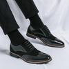 Spring and Autumn New British Business Dress Shoes Men's Retro Splicing Trend Brock Carved Pointed Casual Leather Shoes