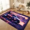 City Cyberpunk Theme Crystal Velvet Floor Rug Personalized Custom Name Text Warm Carpet Home Decoration
