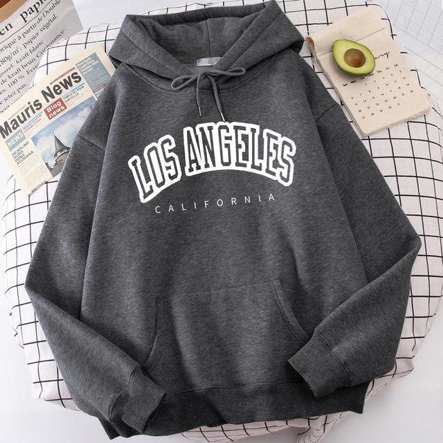 Женская толстовка с длинным рукавом Лос-Анджелес, Калифорния с буквенным принтом, модная негабаритная удобная спортивная одежда, свободная винтажная холодостойкая одежда