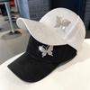 Rhinestone Butterfly Baseball Cap Women's Spring Summer Versatile Sunshade Hat Lace Pattern Baseball Cap
