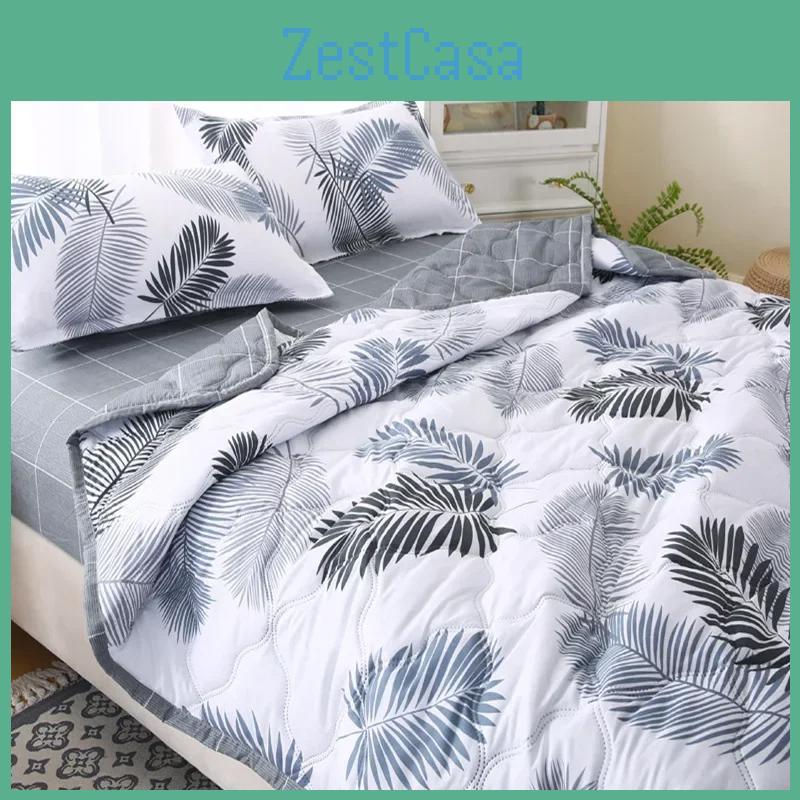 Summer Cool Washed Quilt Plaid Cotton Comfortable Lightweight Air Condition Thin Comforter Simple Feather Blanket For Adults Kid