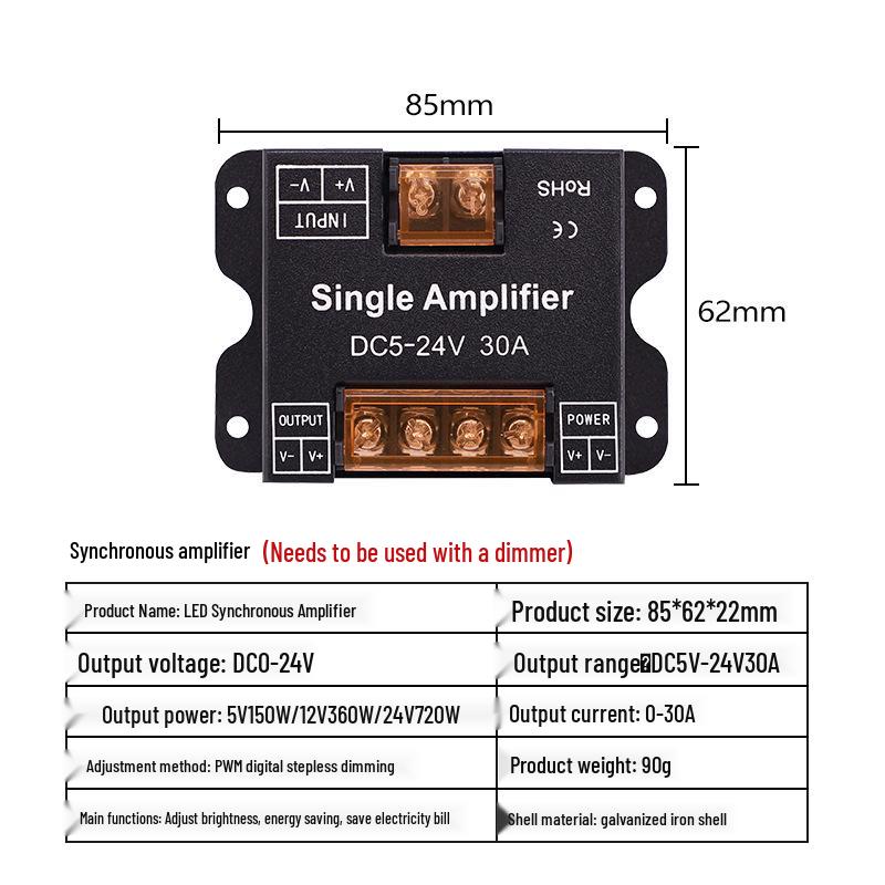 Светодиодный диммер-переключатель DC 12V-24V 30A: Плавный регулятор яркости