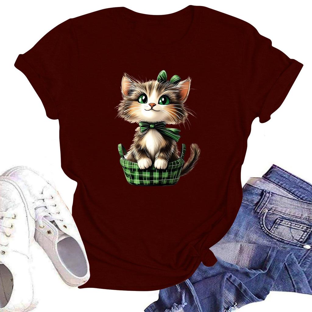 Женская модная футболка с круглым вырезом и коротким рукавом, пуловер