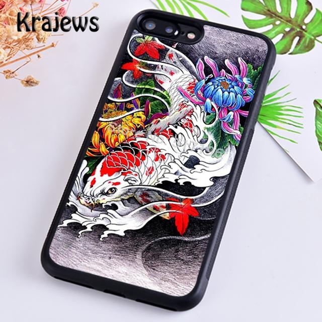 Krajews Koi carp fish japanese skull tattoo Phone Case For iPhone 17 Air 16 15 14 plus 11 12 13 pro max Plus coque Fundas