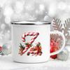26 Letter Printed Enamel Mug Coffee Juice Milk Mugs Christmas Handle Wine Cup Xmas Best Gifts For Her