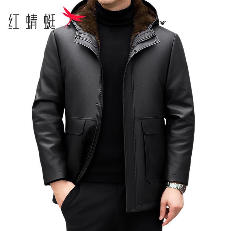 RED DRAGONFLY Men's Thermal Faux Leather Jacket with Detachable Lining