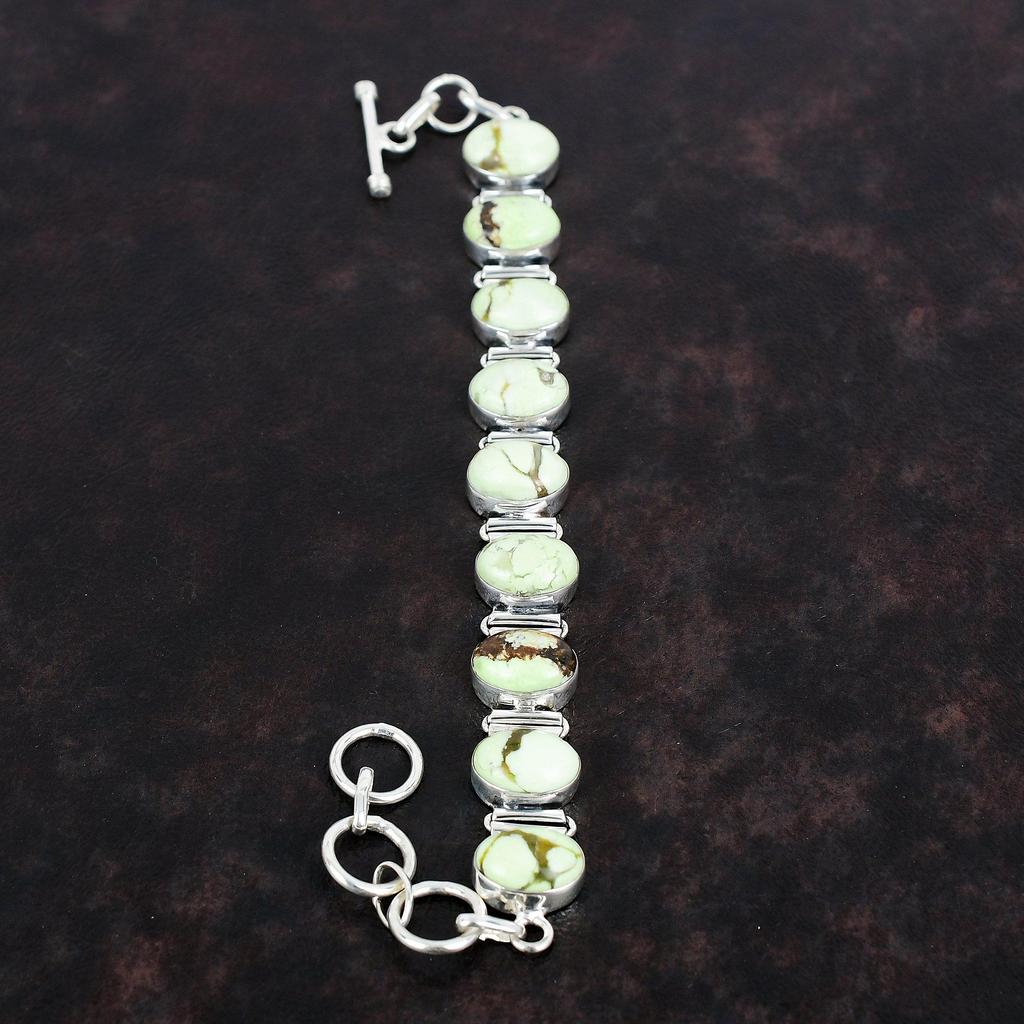 Браслет из драгоценного камня лимонный хризопраз, серебряный браслет 925 пробы, регулируемый браслет-цепочка, старинные ювелирные изделия, подарки для жены, браслет ручной работы