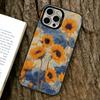 Чехол для телефона с рисунком подсолнуха для iPhone 17, 16, 15, 14, 13, 12, 11 Plus, Pro Max, XS, Цветная серебряная внутренняя крышка