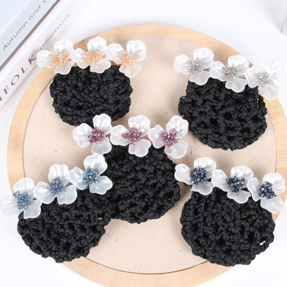 Flower Hairpin Korean Bun Snood Ponytail Clip Hairgrips Cover Net Vintage Women Spring Clip Gift