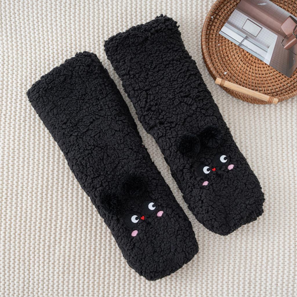 Ladies' Cute Lamb Velvet Socks Thick Warm Sleep Socks With Thick Velvet Cartoon Embroidery Floor Socks