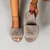 Fashion Fur Women Slippers Winter New Fashion Plush Shallow Mouth Indoor Outdoor Flip-flop Casual Bedroom Solid Color Slides Flat Shoes