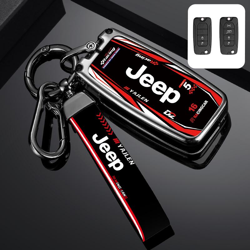Zinc Alloy Track Style Car Key Case For Jeep Grand Cherokee WK2 KL Wrangler JK Renegade Commander Compass 2018 2022 Accessories