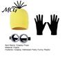 Soft Knitted Fabric Hat 3Pcs Halloween Costume Accessories, Yellow Steampunk Goggles Long Wear Cosplay Gloves Adults Party Set for Men Women Immersive