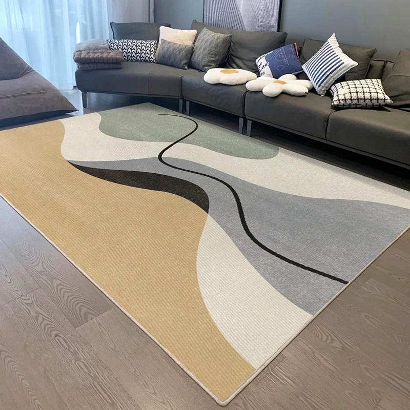 Modern Minimalist Geometric Floor Mat In Neutral Tones for Living Room or Bedroom