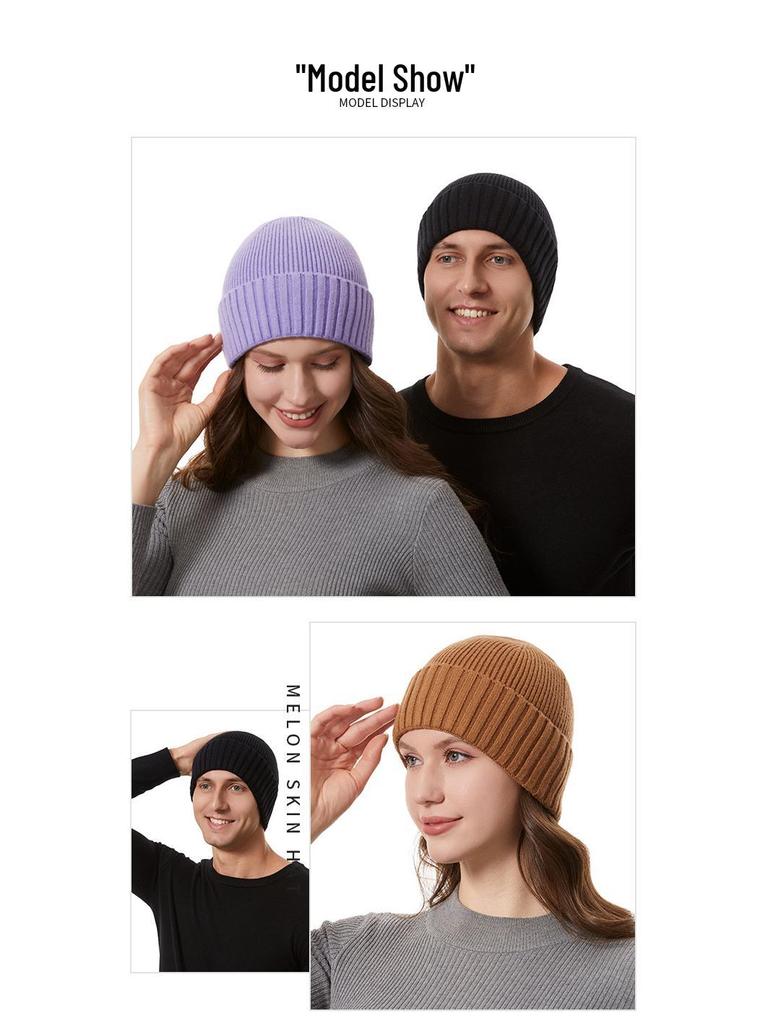 Unisex Korean Style Knit Beanie - Solid Color, Casual, Warm Autumn/Winter Hat