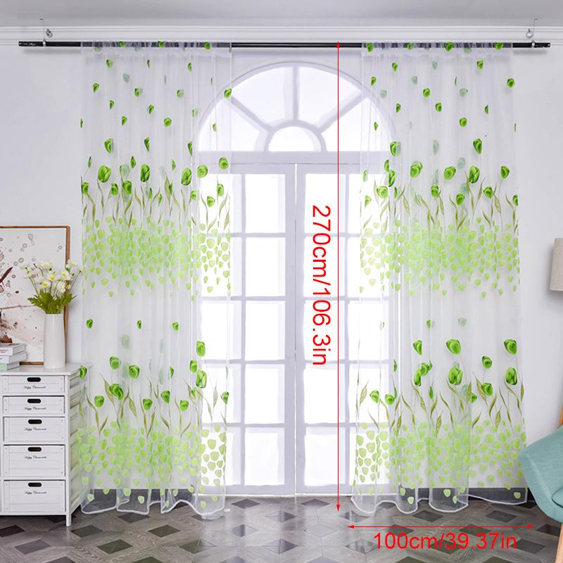 100*270 см Тюльпан Печатный Домашний Декор Вуаль Прозрачные Модные Шторы Для Окна Элегантные Шторы Для Экранирования Газовая Штора