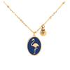 [Q2497] - Dark Blue Gold 'Flamingo' Steel Designer Necklace - 16x12 Mm