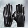 Men's Warm Leather Gloves In Autumn and Winter PU Leather Plus Velvet Cold Proof Outdoor Cycling Driving Windproof Waterproof Touch Screen Gloves
