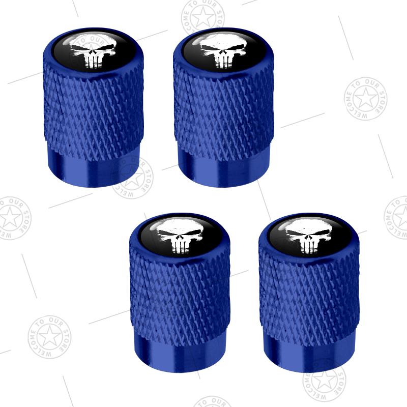 4pcs Skull Logo Car Wheel Tire Valve Caps Air Stem Aluminum Accessories For Jeep Wrangler Gladiator Renegade Ford F-150 Ranger
