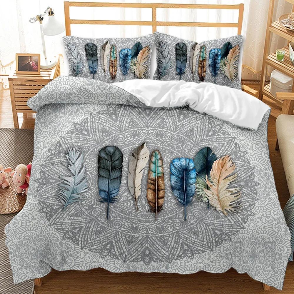 2/3 Piece Bohemian Elephant Mandala Pattern Bedding Set Boho Duvet Cover Queen King Size Quitl Cover Polyester Comforter Cover