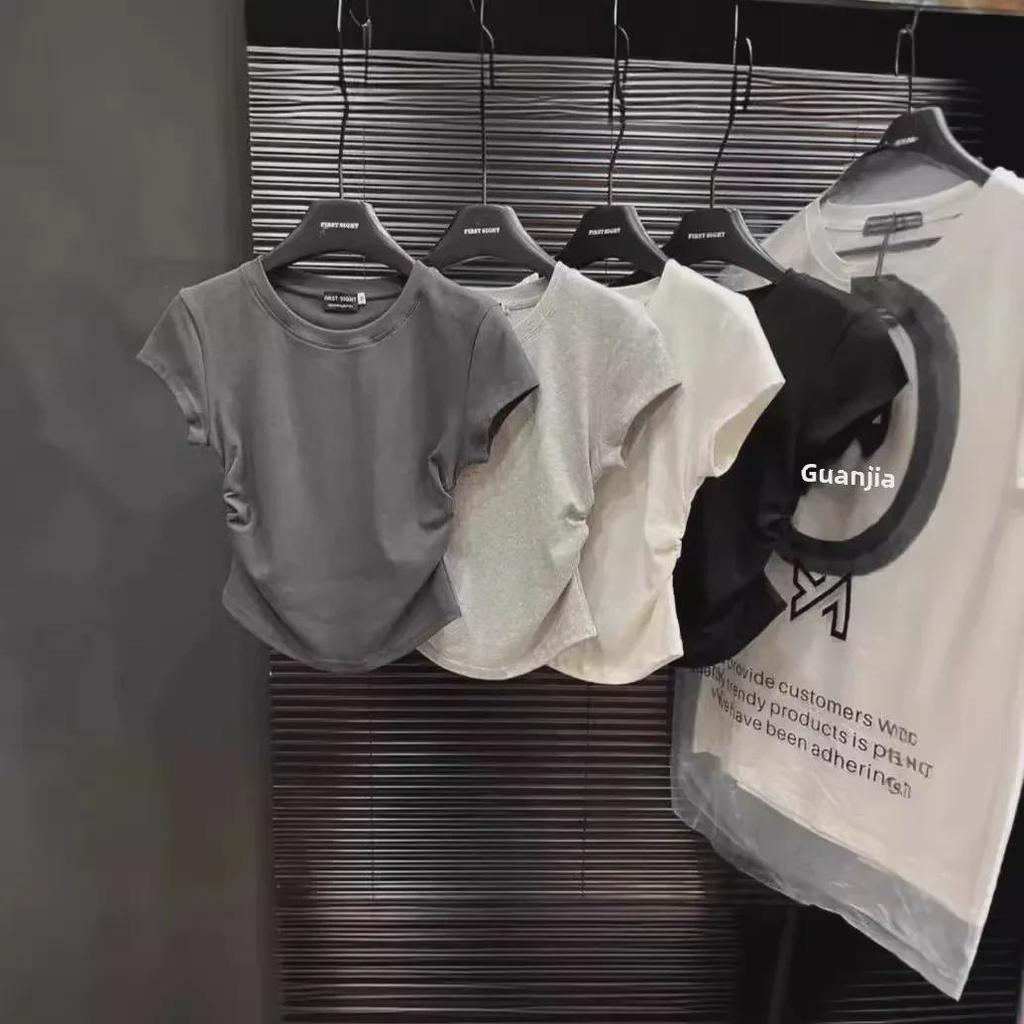 Women's Solid Color Slim Fit Short Sleeve T-Shirt – Summer 2025