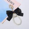 Bowknot Keychains Women's Pearl Chain Big Bow Tie Tote Hanging Ornament Bag Decorations DIY Headphone Case Accessories Kit Chain