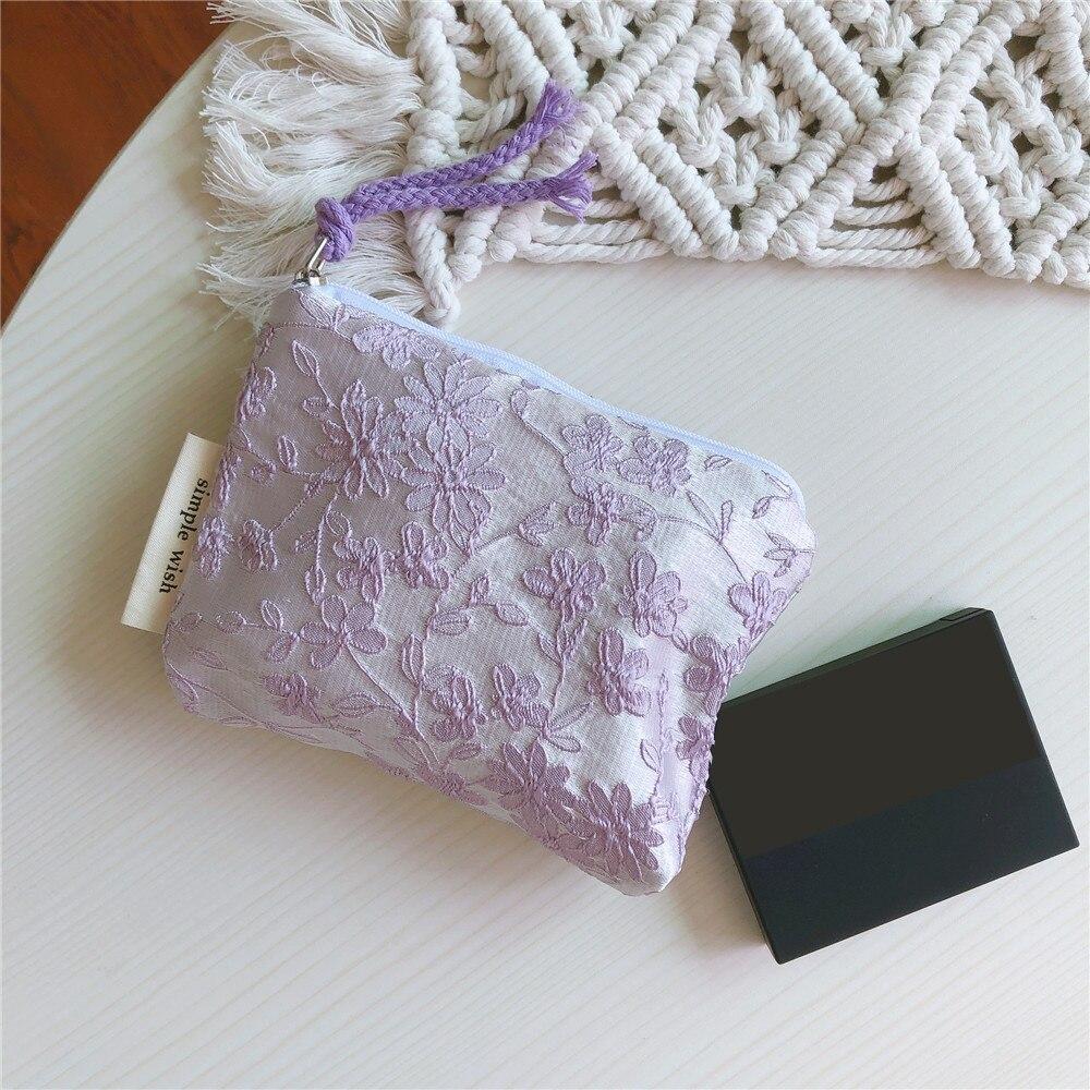 Mini Cotton Floral Organizer Bags for Women Bag Small Fabric Cosmetic Make Up Bag Little Purse Coin Pouch Children Cosmetic Case