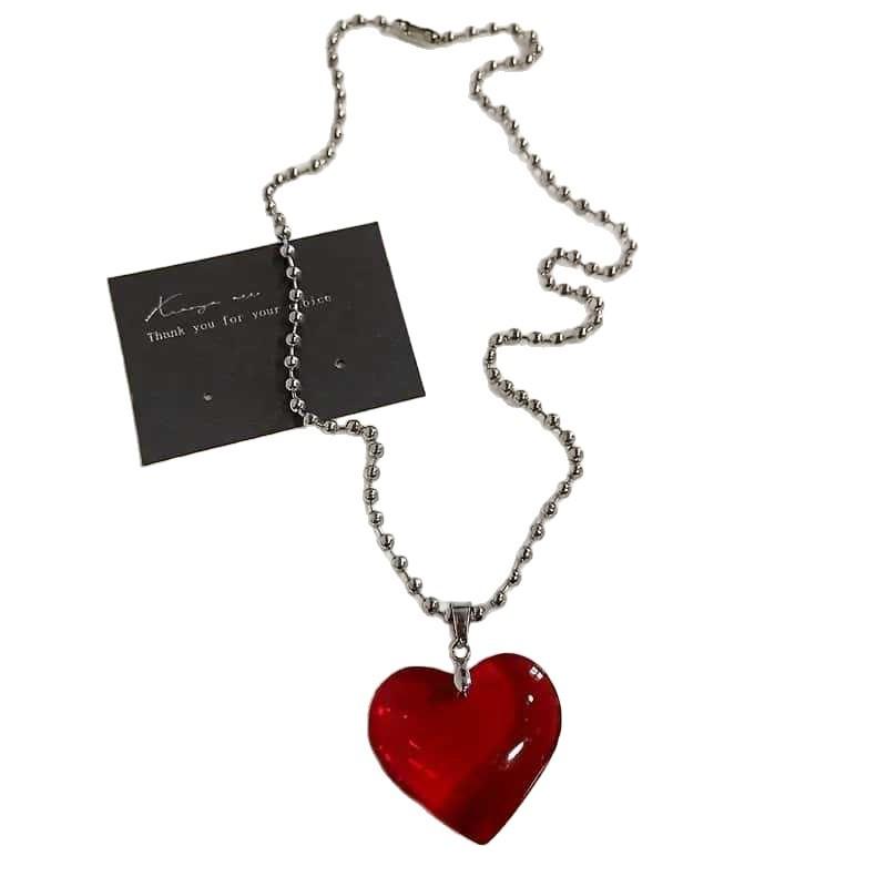 Готическое панк хип-хоп ожерелье с крестом - Y2K красное сердце шипы цепь персонализированные трендовые аксессуары