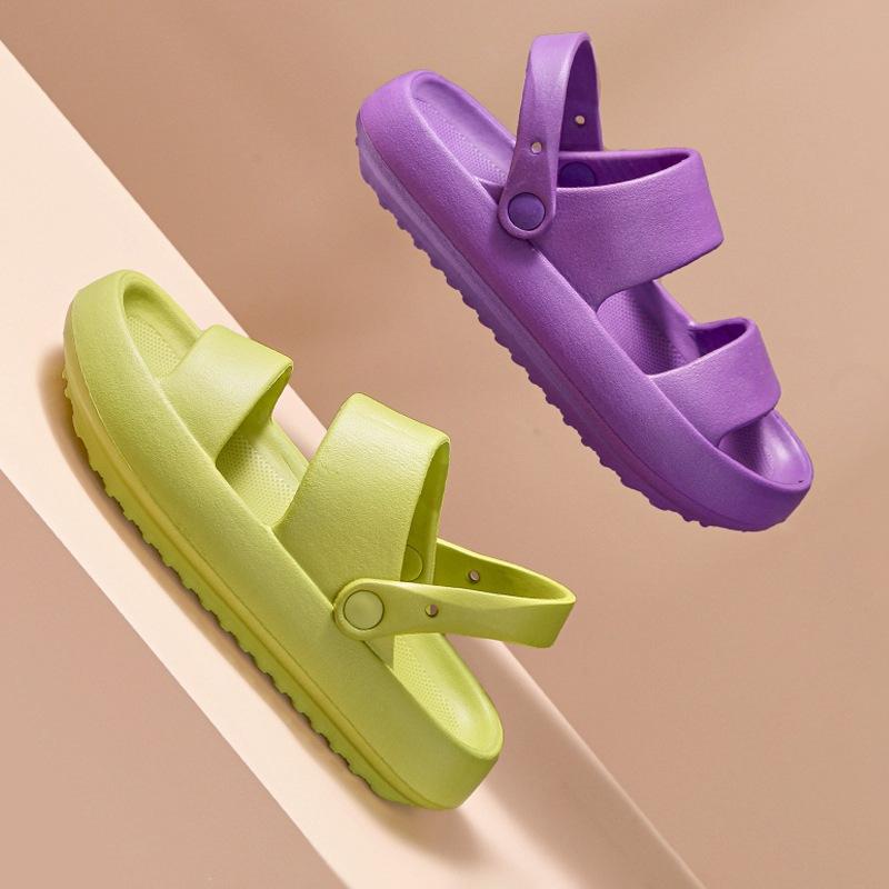 Summer Women Home Slippers with Snaps Outdoor Breathable Casual Sandals Women Non-slip Platform Beach Shoes Women