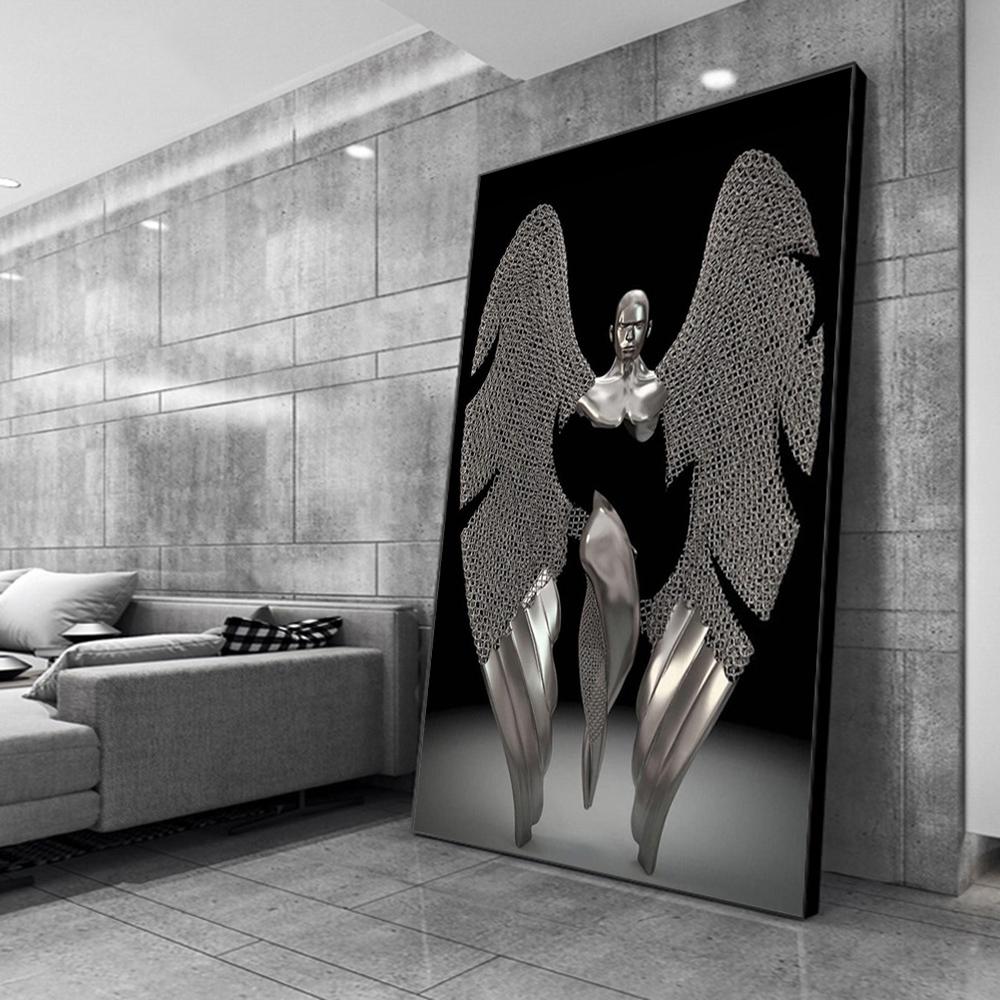 Абстрактная металлическая фигура, скульптура, настенный художественный постер, современный минималистский поцелуй, статуя, фреска, украшение комнаты, холст, живопись, Куадрос